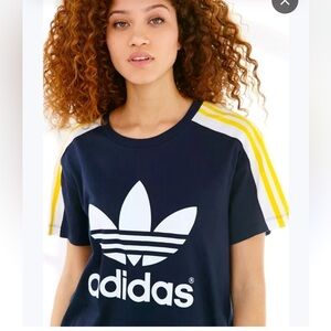 adidas Originals Cosmic Confession Snap Sleeve Three Stripe Tee / small